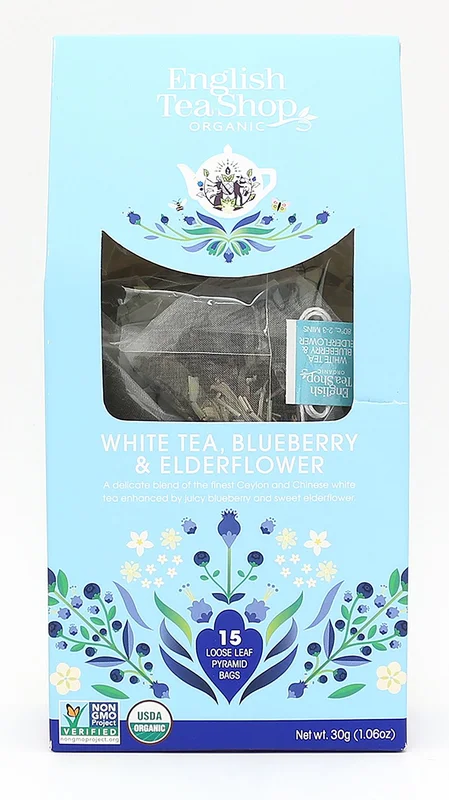 English Tea Shop White Tea Blueberry & Elderflower Te Ø 15 breve, Helse & Madvarer, Te, Hvid Te