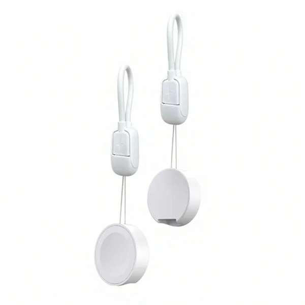 Bärbar laddare för Apple Watch med avtagbar kabel, PC+ABS hölje, kompakt rese-laddare, kompatibel med Apple Watch Series 1-11, 5V 1A USB White