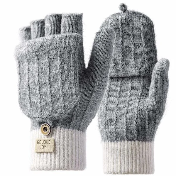 Winter Gloves, Touchscreen Gloves, Knitted Gloves with Fingers, Sports, Warm and Windproof Winter Gloves for Skiing, Cycling and Texting Grey