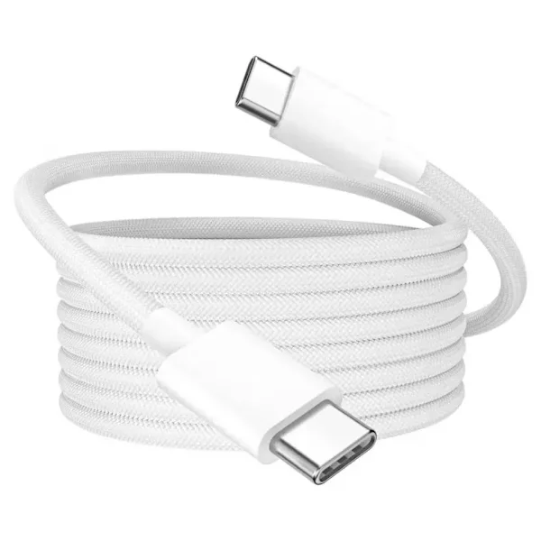 USB-C-kabel 2m – USB C til USB C-kabel nylonflettet for iPhone 17/16/15, iPad, MacBook, Samsung