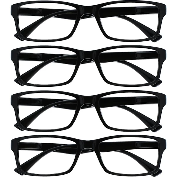 Företag Svarta Läsglasögon 4-pack Designerstil Herr Dam RRRR92-1 +2,50 Svart Black_nzywtb Svart