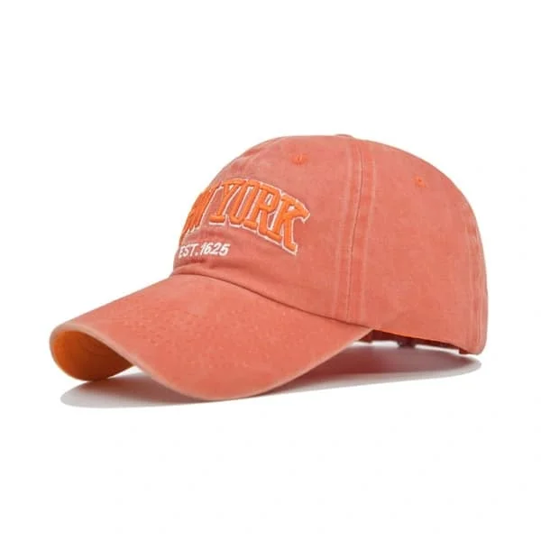 New York Broderi Baseball Caps Slitt Falmet Lue ORANSJE Oransje