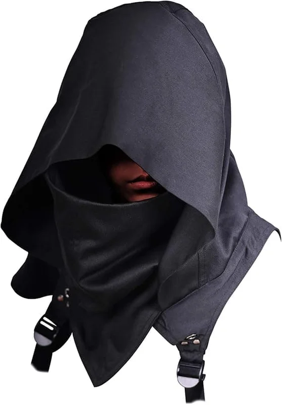 Cyberpunk Rogue Cowl Hood Scarf, Vinterhalsvärmare Kostym Hooded Cape Hat för Halloween Cosplay och Daglig Användning