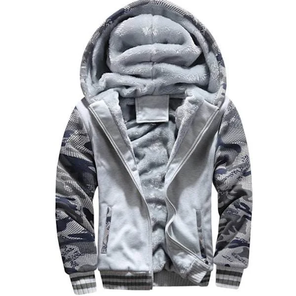 Men's Heart Sweater, Thermal Sherpa Lined, Winter Training Fleece Hoodie with Full Zipper, Warm Thick Wool Jacket Outerwear 11gray XL
