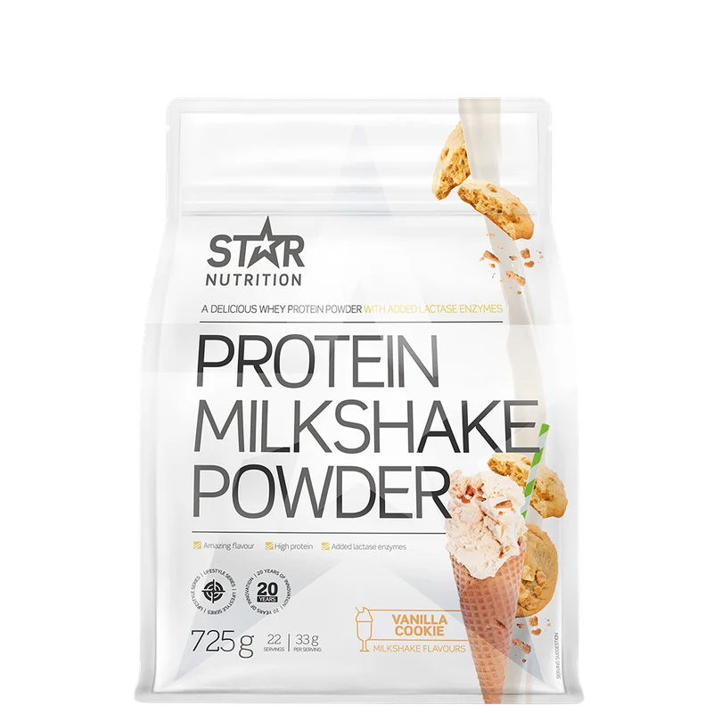 Valleprotein Star Nutrition Protein Milkshake Powder, 725 g, Vanilla Cookie - Bodyman.dk
