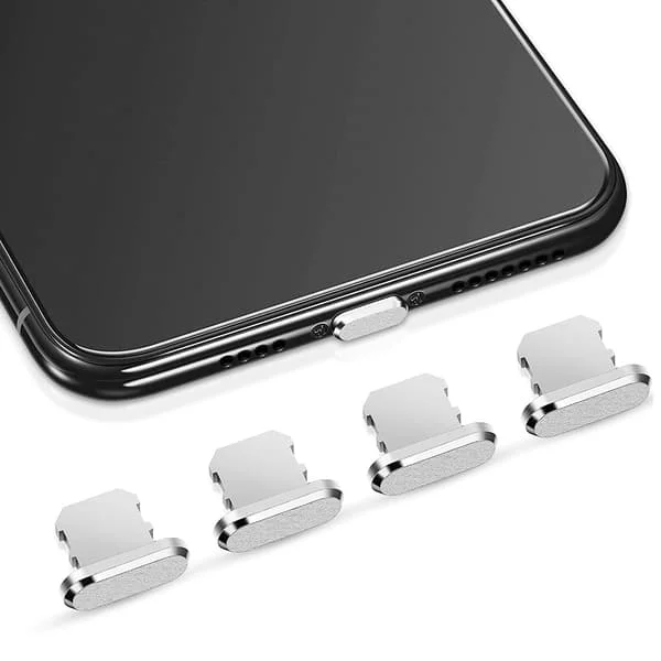 Hot tilbud til lav pris! 4 stk. iPhone opladningsport støvbeskyttelse, beskyt din telefon, Sort-Glad