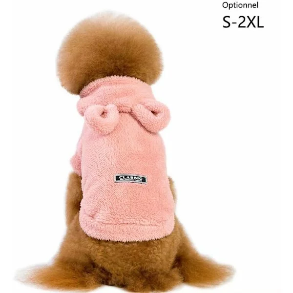 Hundetøj Teddy Hund Fleece Varm Fleece Tøj Kæledyrstøj Pink S
