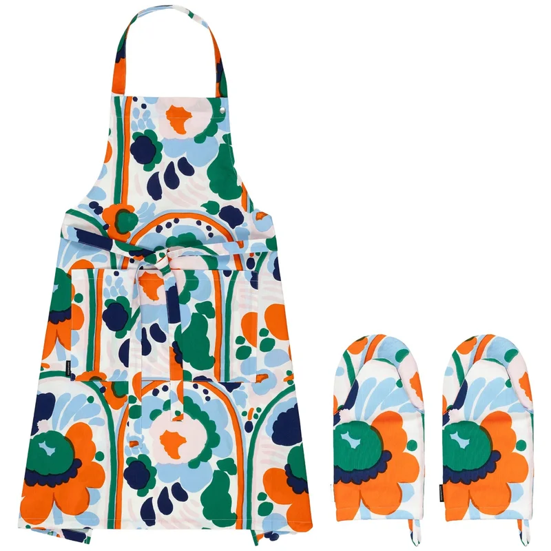 Marimekko Pieni Karuselli grytevotter + forkle, 3 deler' - 'Multi