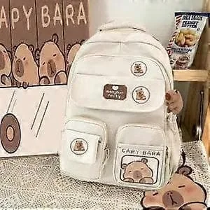 Skolväska Brun 2024 Capybara Ridge Stor Ryggsäck För Pojkar Och Flickor, Designer Vit Ryggsäck White Backpack