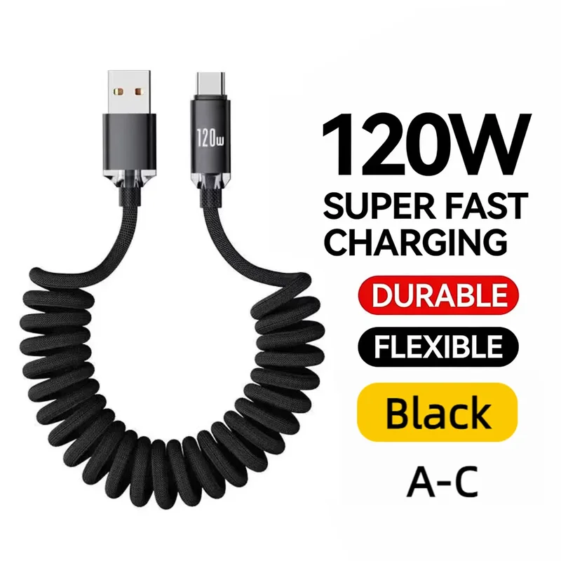AliExpress - NNBILI 120W Auto USB-A naar USB-C Snellader voor Samsung S26 Xiaomi Huawei USB-C naar USB-C Telescopische Kabel voor iPhone 17 16