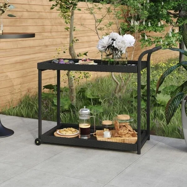 vidaXL Serveringsvagn svart 100x45x83 cm konstrotting