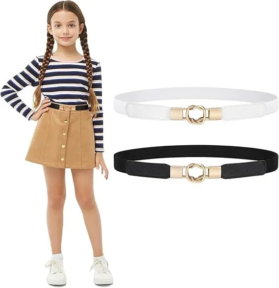 Jenter Gutter Elastisk Midjebelte for Kjole Jeans Justerbart Barn Stretchbelte Tilbake til Skolen