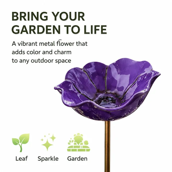 Fågelbadkar i metall med blommönster, handgjorda trädgårdssparvbadkar, tåliga fågelbadkar och insektsmatare, trädgårds- och uteplatsbibadkar