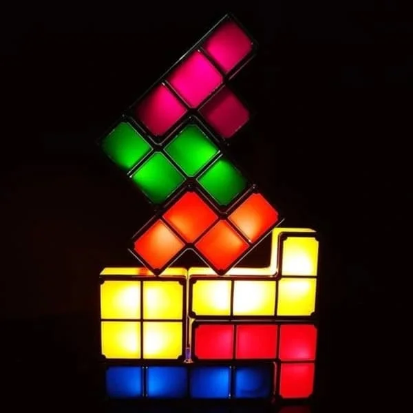 Tetris-lampa, Attoe LED Tetris Stapelbar Nattlampa 7 Färger Induktionslampa Bord