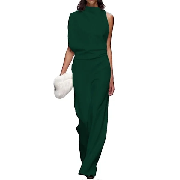 Dambyxdräkt Jumpsuit Casual Lös Ärmlös En Axel Vida Ben Rompers Jumpsuit Sommaroutfits med Fickor mörkgrön M