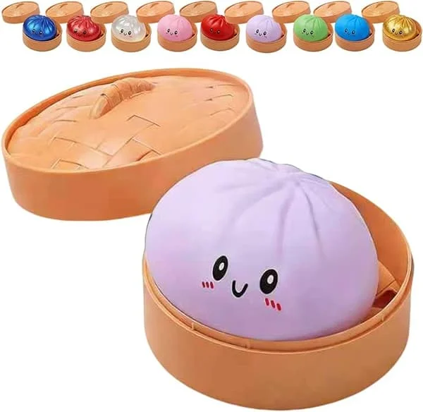 Glitter Dumpling, Glitter Dumpling Squishy with Box, Dumpling Sensory Squeeze Toy for Stress Relief