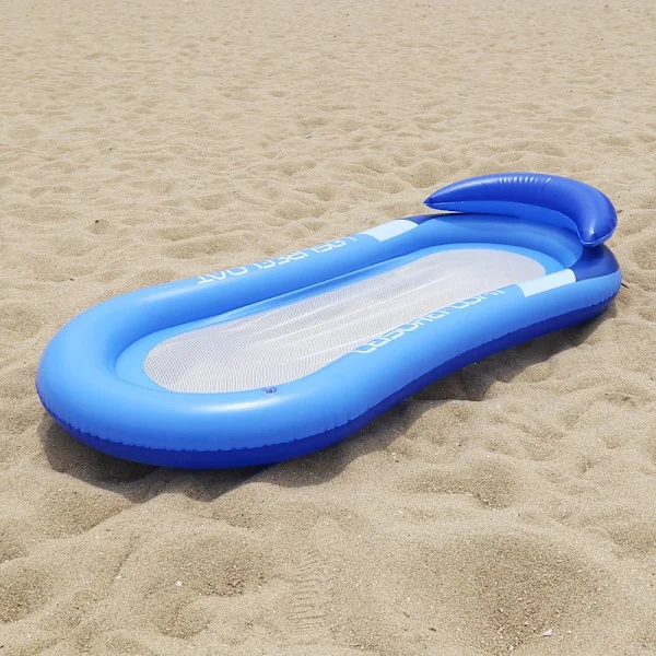 Flytande Säng Uppblåsbar Pool Säng Boj Flytande Hängmatta Uppblåsbar Pool Säng, Leksak för Vuxna och Barn (Blå)