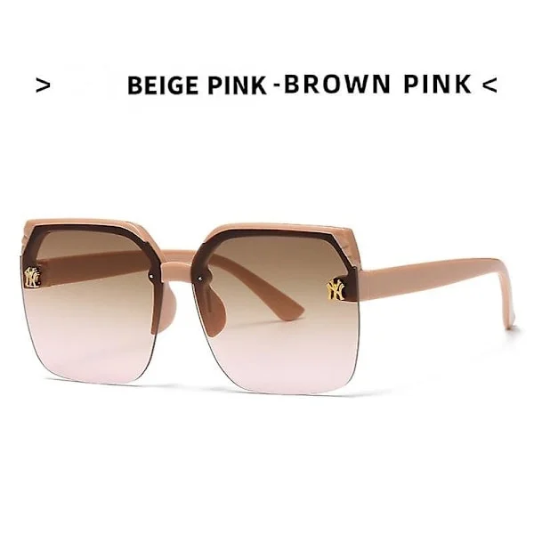 Fashionabla Fyrkantiga Halvram Ins Stil Glasögon Gradvis Förändring Havsbit Stora Solglasögon Rosa Brun Rosa