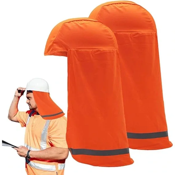 2 pcs Hard Hat Sun Shield | Hat Liner Neck Shade with Reflective Stripe | Quick Drying Neck Cover, Breathable Hat Liner for Outdoor Cycling