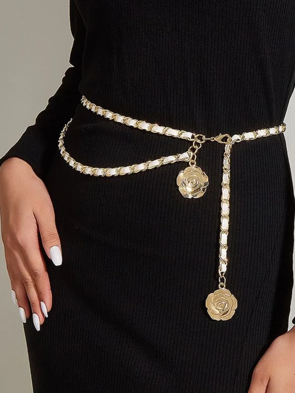 AliExpress - High Quality Metal Waist Chain Belts For Women Round Flower Pendant Chain Strap Rope Female Fine Waistband Dress Shirt Decoratio