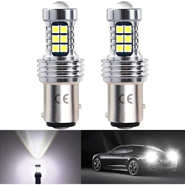 2 stk. 157 P21/5W LED 12V 24V pærer, superlyse bil LED bremselys pærer, hvid 6500K, bruges til bilbremselys pærer, bremselys,