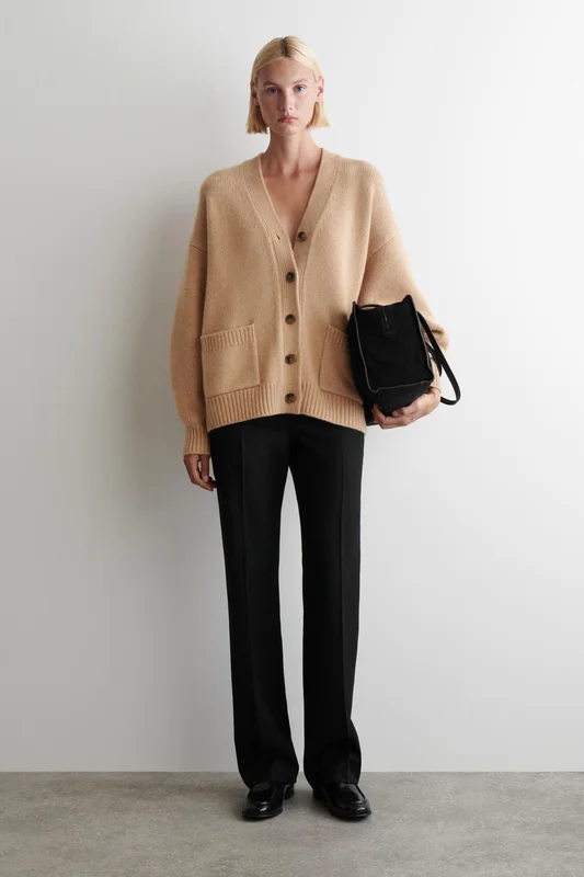 COS Women's Oversized Merino Wool Cardigan in Beige