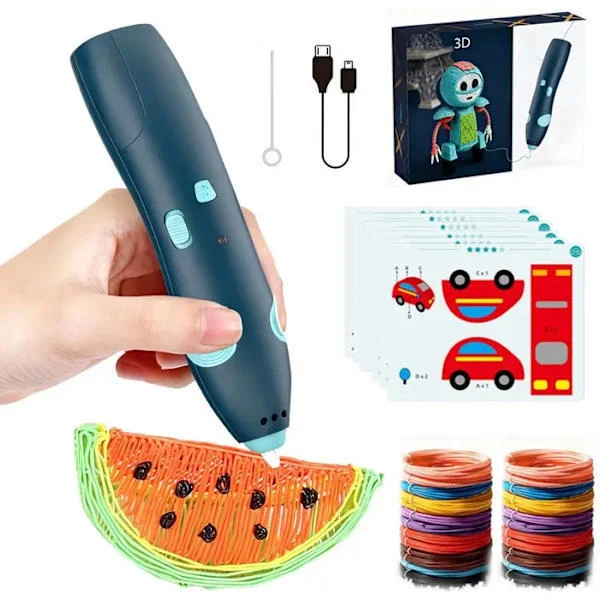 3D Pen Starter Kit - Trådløs 3D Pen - 10 Tegneblokke til Begyndere - 50 Minutters Batterilevetid - Hastighed