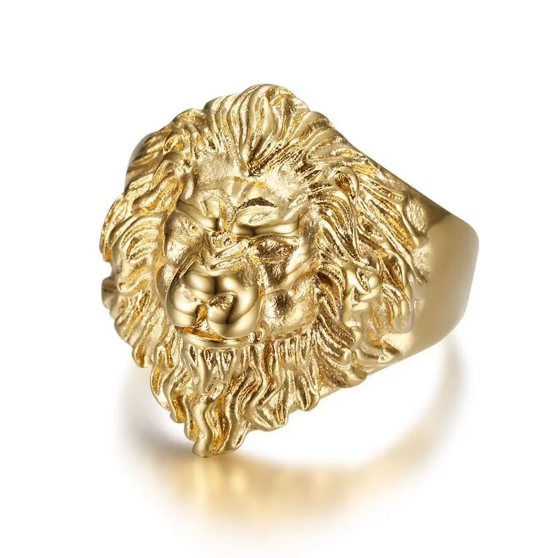 AliExpress - Bague Tête de Lion pour Homme 26mm, en Acier Inoxydable Titane Couleur Or Massif, Grandes Bagues Animaux pour Homme, Bijoux Punk, 