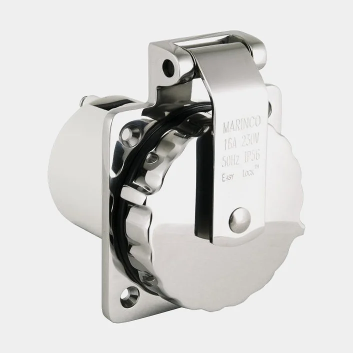 Landströmsintag Marinco, 230 V, 16 A, Marinco, med Easy Lock System, rostfritt stål