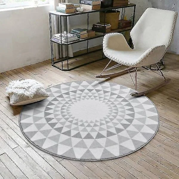 【YD】60x60cm Rund Baderomsmatte Sklisikker Myk Matte for Baderom Soverom Lekerom Stil F