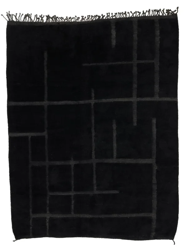Hand Knotted Berber Moroccan - Mid Atlas 233X290 Wool Rug Black Large