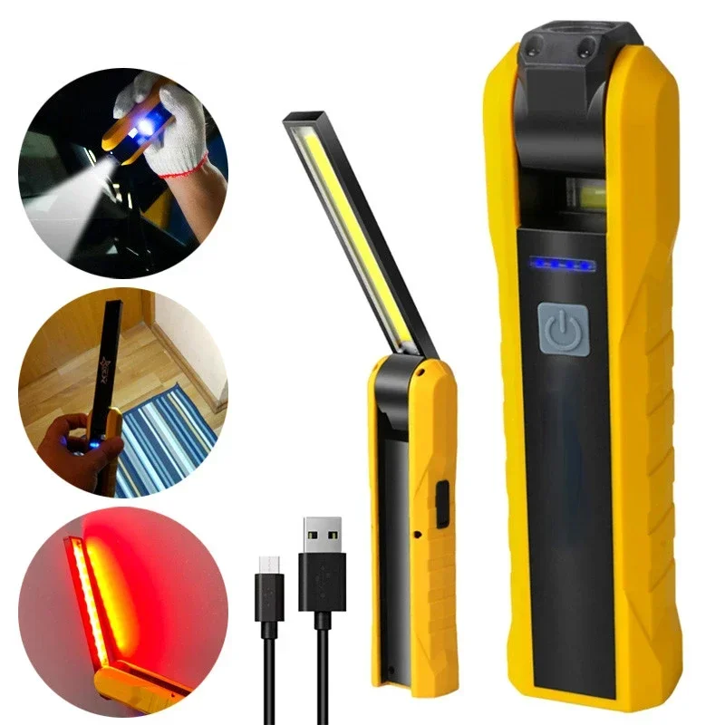 AliExpress - Lampe de travail COB Portable, lampe de poche magnétique, Charge USB, lampe de poche pour voiture, lampe multifonction rotative avec 