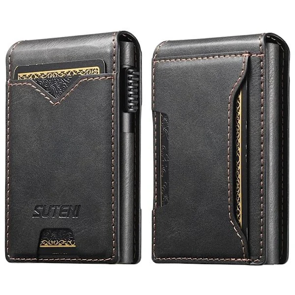 (SC)SUTENI Card Holder Automatic Pop-Up Metal Imprint Waxy Texture