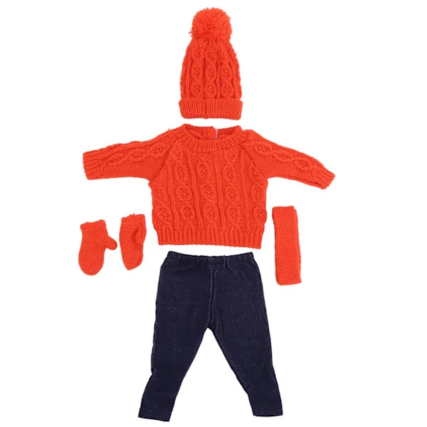 18 tommer dukketøj sæt orange jakke bukser hat tørklæde handsker til 43 cm dukke Q18-789