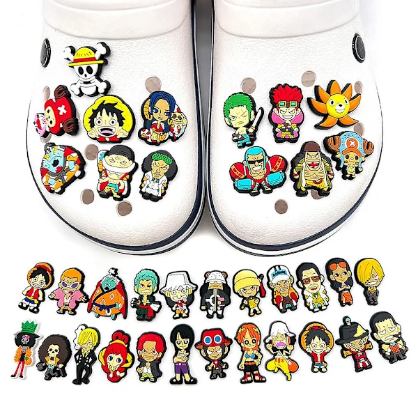 36 stk Anime ONE PIECE Seriefigurer Crocs Sko Charms Sko Sandaler Dekoration Sko Tilbehør Sæt