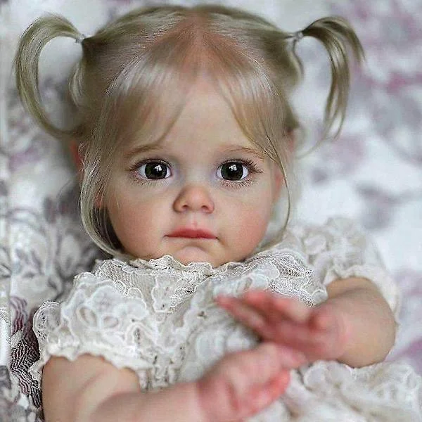 22 tommer Babydukke Jente Hvit Kjole Gjenfødt Prinsesse Myk Full Kropp Silikon Bade Dukke rosa 22in