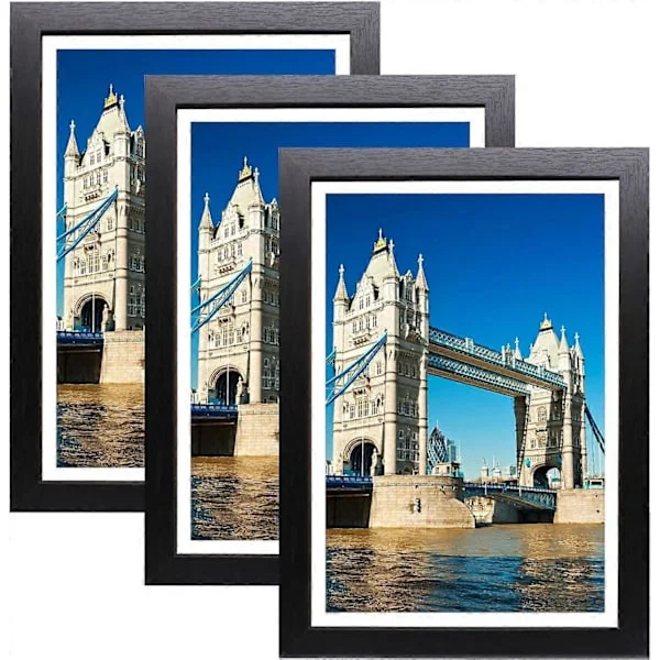 A4 Fotoramar, 3-pack Svarta Affischramar (21x29,7cm), Lämpliga för Skrivbord och Väggmontering