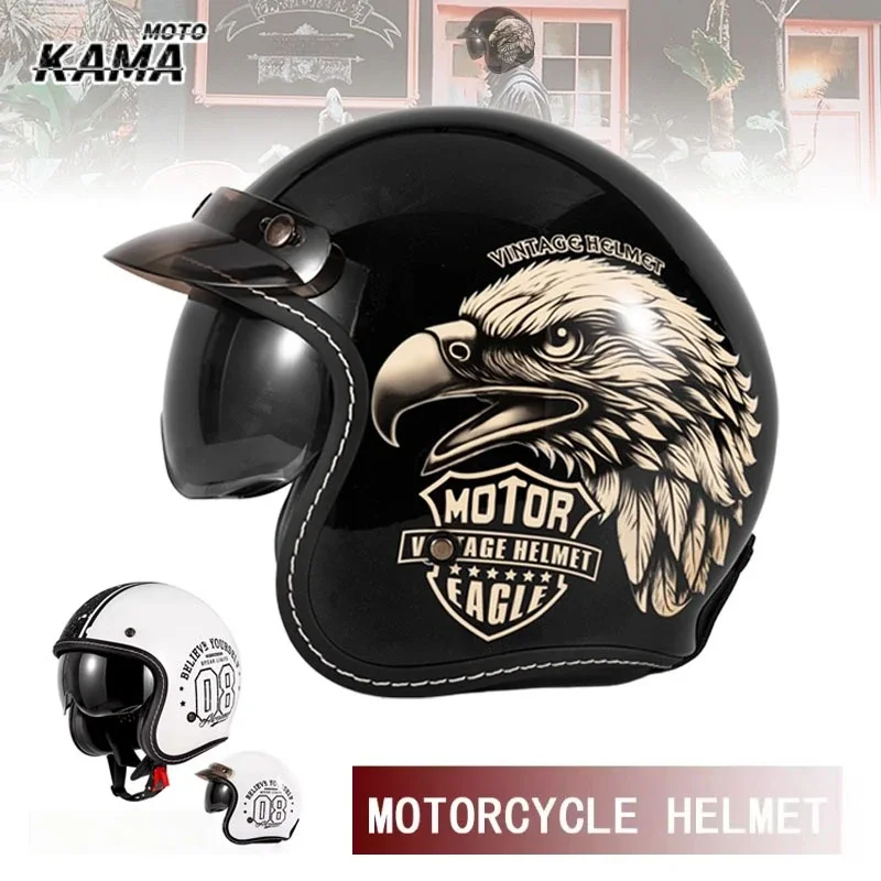 AliExpress - Casque de Moto à visage ouvert chaud casque de Moto Vintage Unique rétro Moto 3/4 demi-casque doublure amovible cascocascospara moto