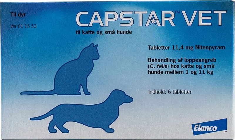 Capstar Vet Loppetablet til Hund og Kat 11,4 mg, Medicin & Pleje, Flåter & Lopper, Flåt- Og Loppemiddel Til Hunde
