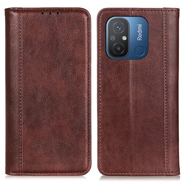Äkta läder Xiaomi Redmi 12C / Xiaomi Redmi 11A fodral med magnetisk stängning