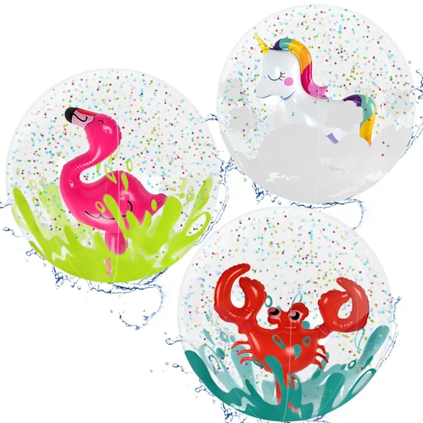 Badboll, 3 st Uppblåsbar Poolboll, 3D Badboll, Uppblåsbar Badboll, Uppblåsbar Badleksak, Uppblåsbar Poolboll, Portabla Uppblåsbara Badbollar