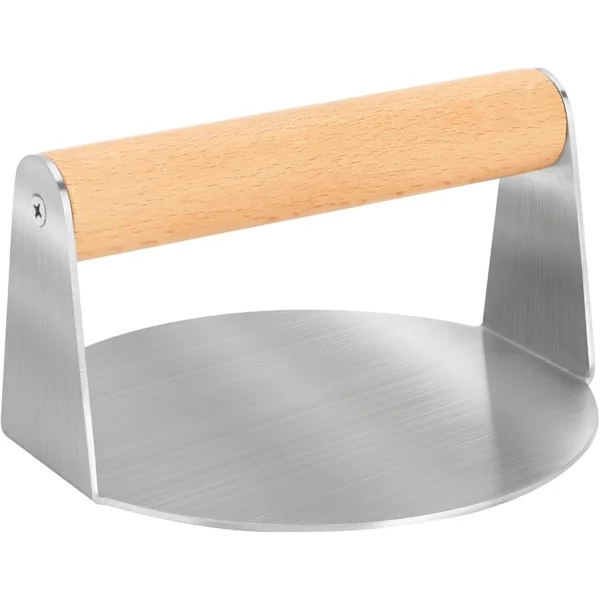 Round Stainless Steel Burger Smasher, Burger Press Grill Press Bacon Press Non-Stick Smash Burger Press