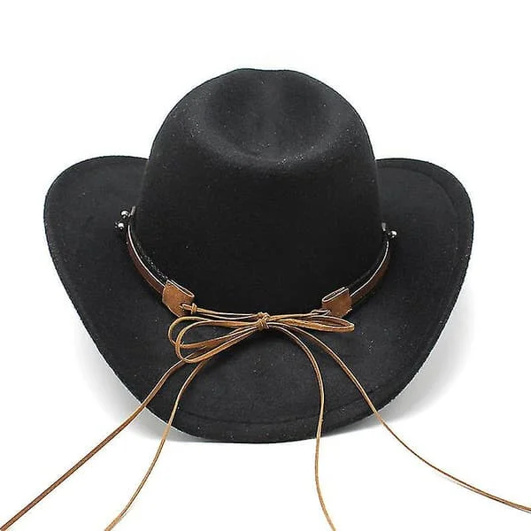 Western Cowboy Høj Hat Filt Hat Sort-FA-