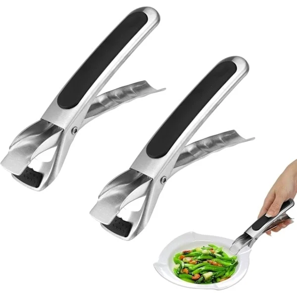 2 stycken rostfria gripare för varmluftsfritös anti-hot airfryer tång, kök, ugnstång för att lyfta varm skål skål skål gryta, svart