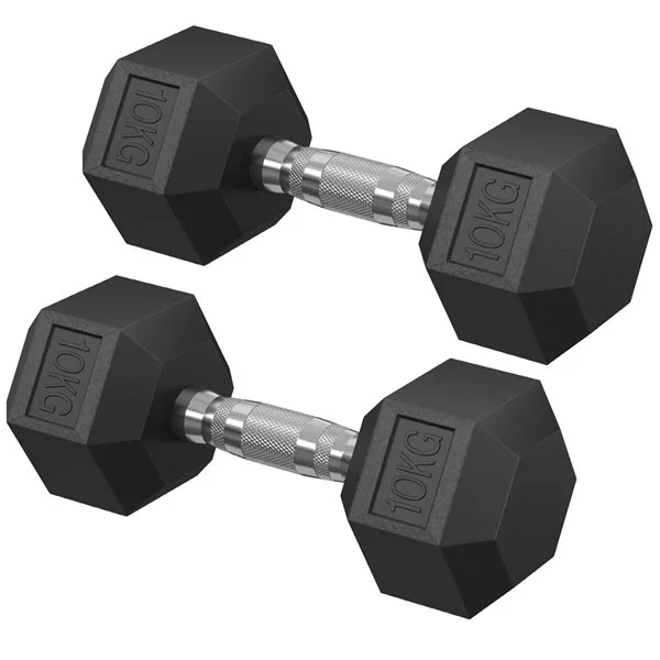 Käsipainot 10kg 2-pack / kuusikulmaiset käsipainot / käsipainosarja 2x10kg