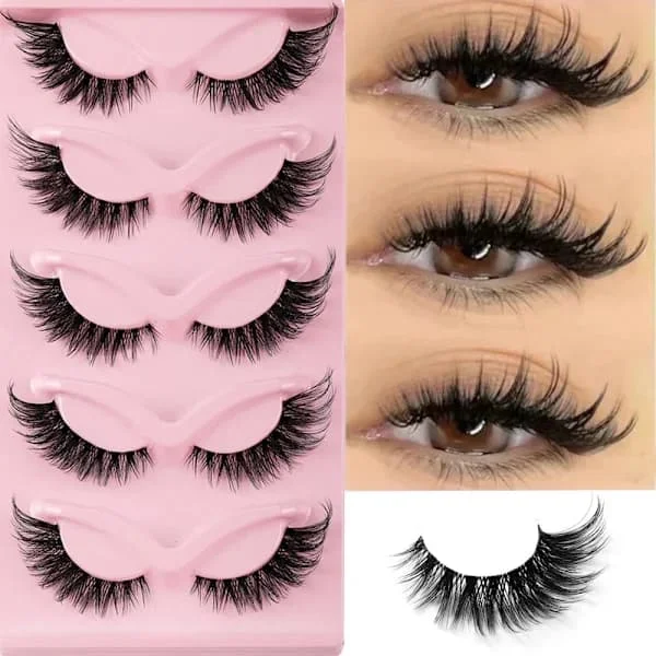 Par Cat Eye Fransar Faux Mink Ögonfransar Naturliga Långa Manga Fransar Vingade Ändar Ögonförlängning Ögonfransar Lösögonfransar Smink 0.10mm