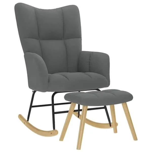 vidaXL Valkstol med fotpall Mörkgrå Tyg, stol, relaxstol, fåtölj, salongsstol, 4016801