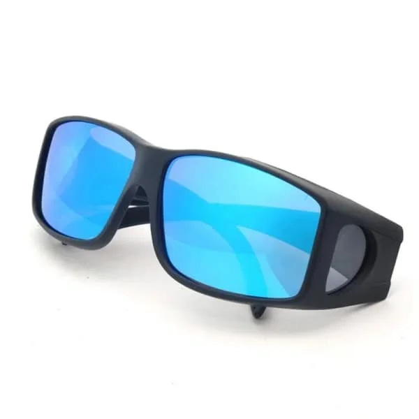 Ny polariseret linse til mænd Kørsel Fiske Solbriller Cover Til Myopi Briller Flip Polaroid Solbriller Oculos De Sol Masculino black frame blue