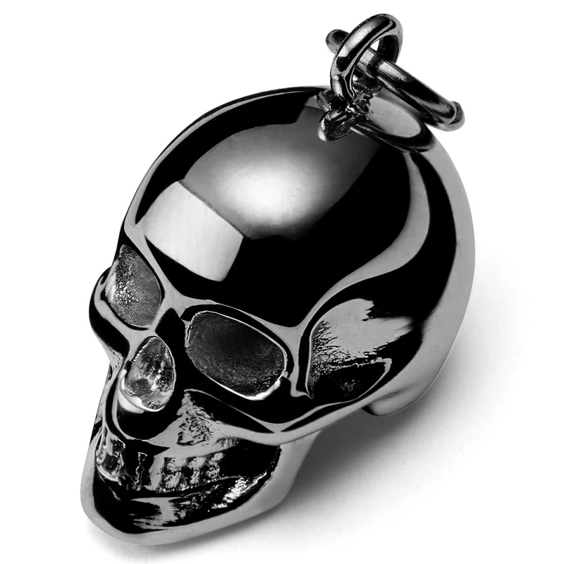 Black Steel Skull Charm for Men - Charm Hoop Earrings