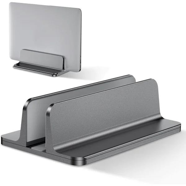 Vertical Laptop Stand, Adjustable Aluminum Laptop Stand for Desk - Grey